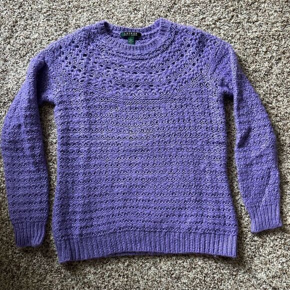 Lauren Ralph Lauren Women’s Purple Alpaca Blend Pullover Sweater Size Medium - Picture 10 of 11